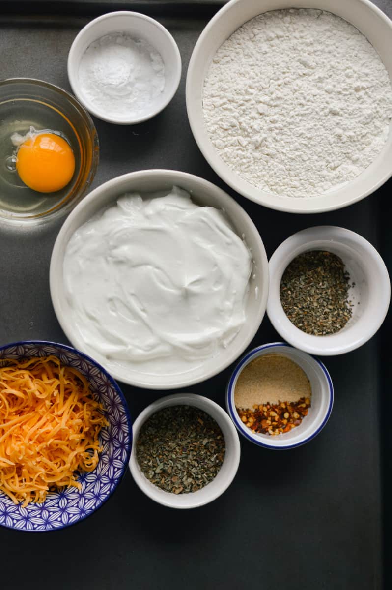 Ingredients for greek yogurt bagels.