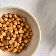 Bowl of air fryer roasted chickpeas.