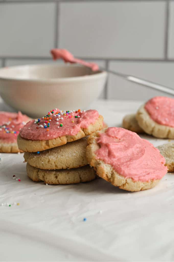 soft almond flour sugar cookies with icing