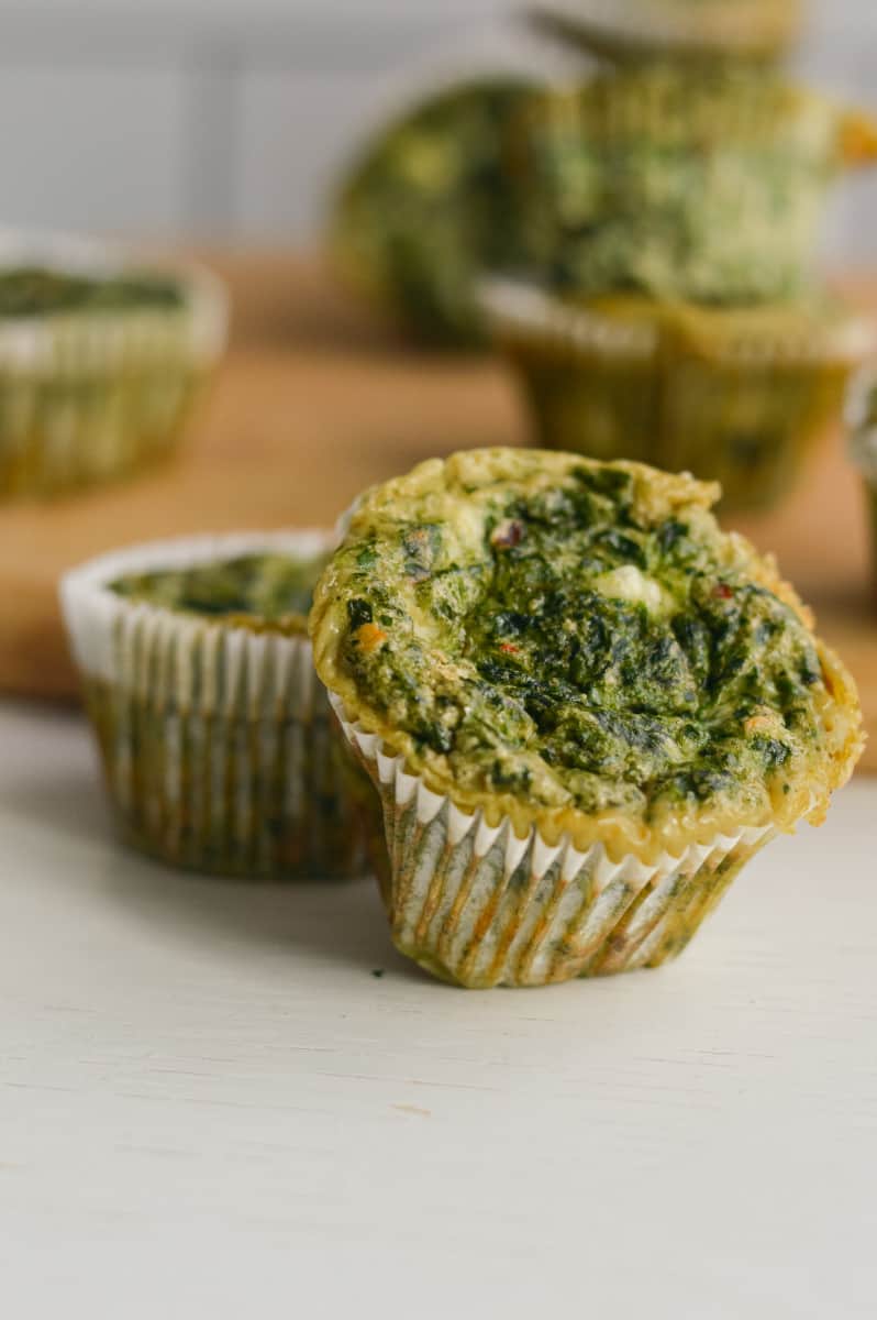 Two spinach feta egg cups.