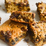healthy oatmeal cookie bars close up