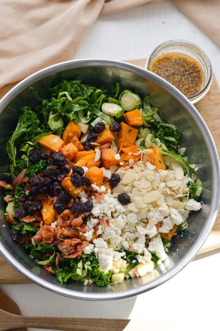 Kale Harvest Salad with Maple Dijon Dressing Nourished by Nic
