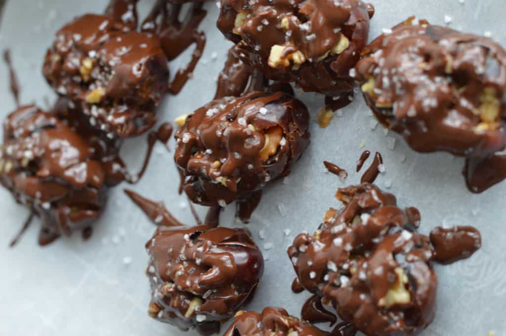 Dates with chocolate and sea salt. 