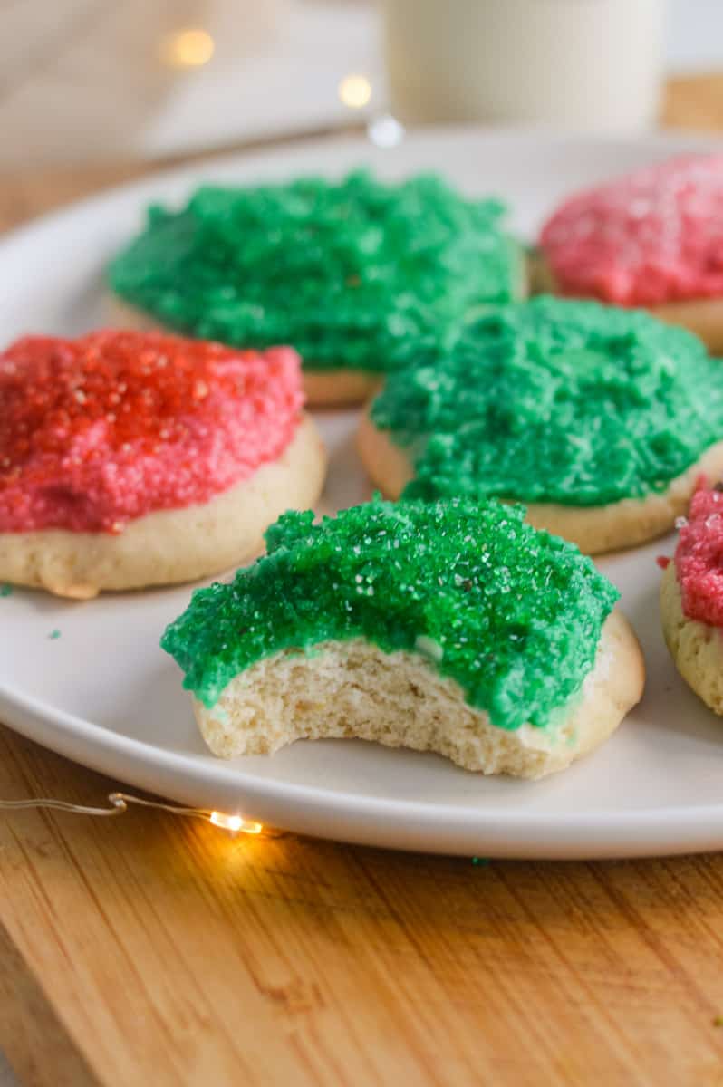 gluten free sugar cookies with red and green sprinkles 
