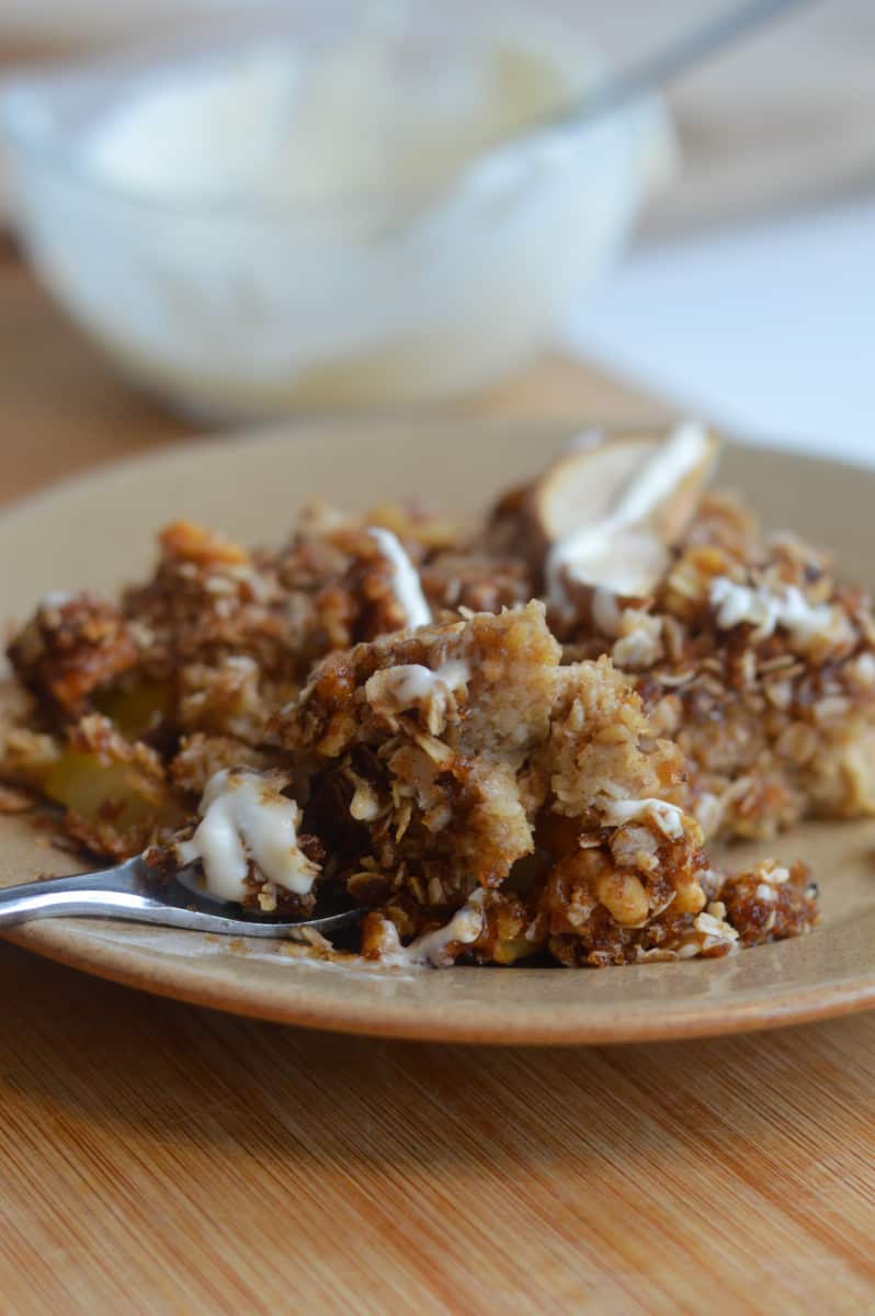 slice of pear baked oatmeal