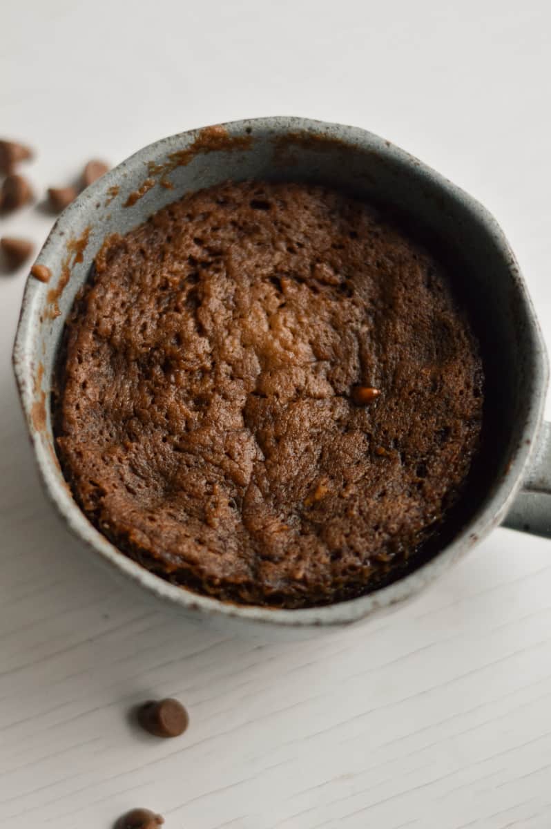 Protein mug cake cooked in microwave.