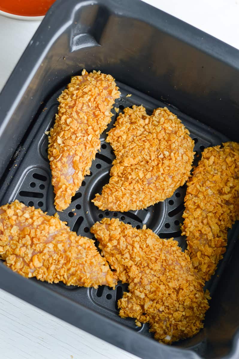Chicken tenders cooked in the air fryer.