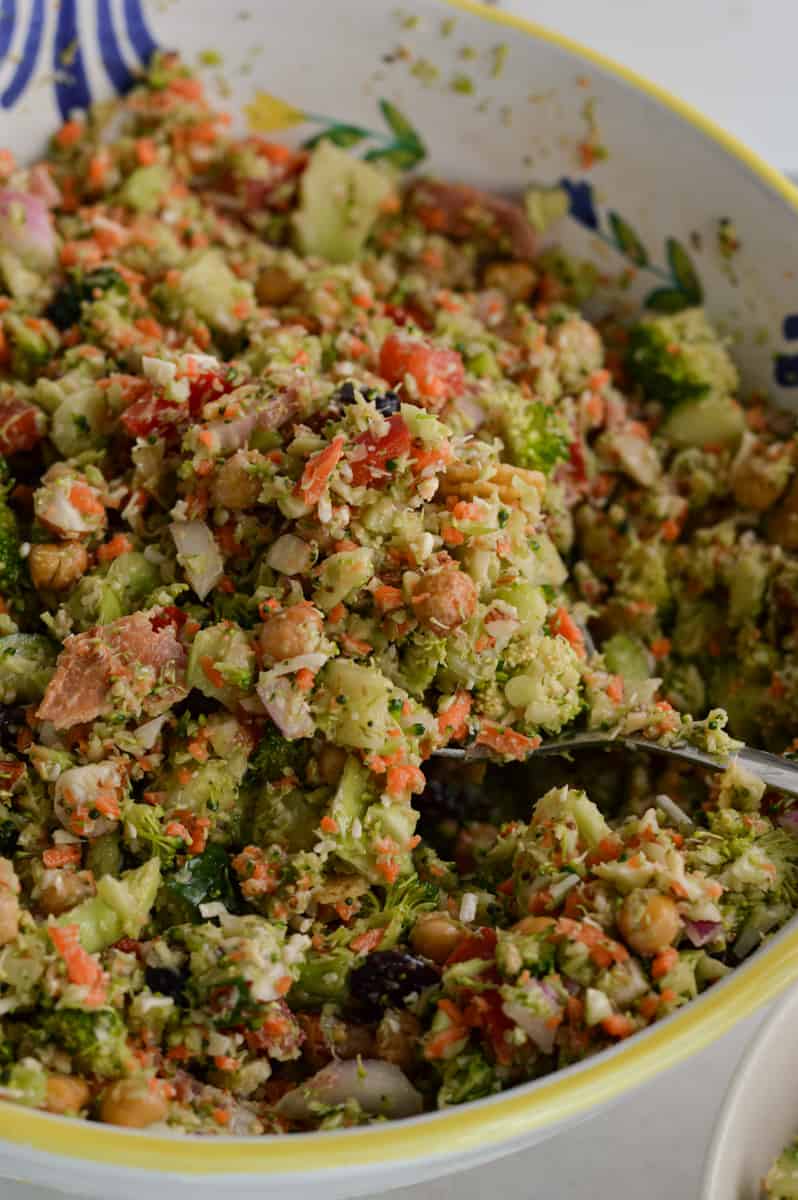Close up of broccoli crunch salad.