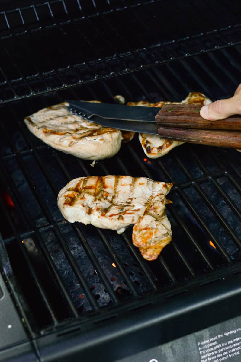 Grilling chicken on the barbecue.