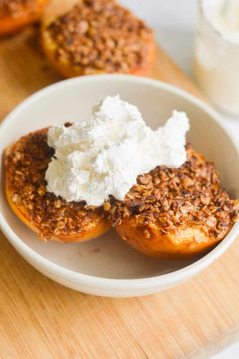 serving-air-fryer-peaches-with-whipped-cream