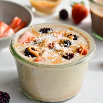 vanilla protein chia pudding with berries