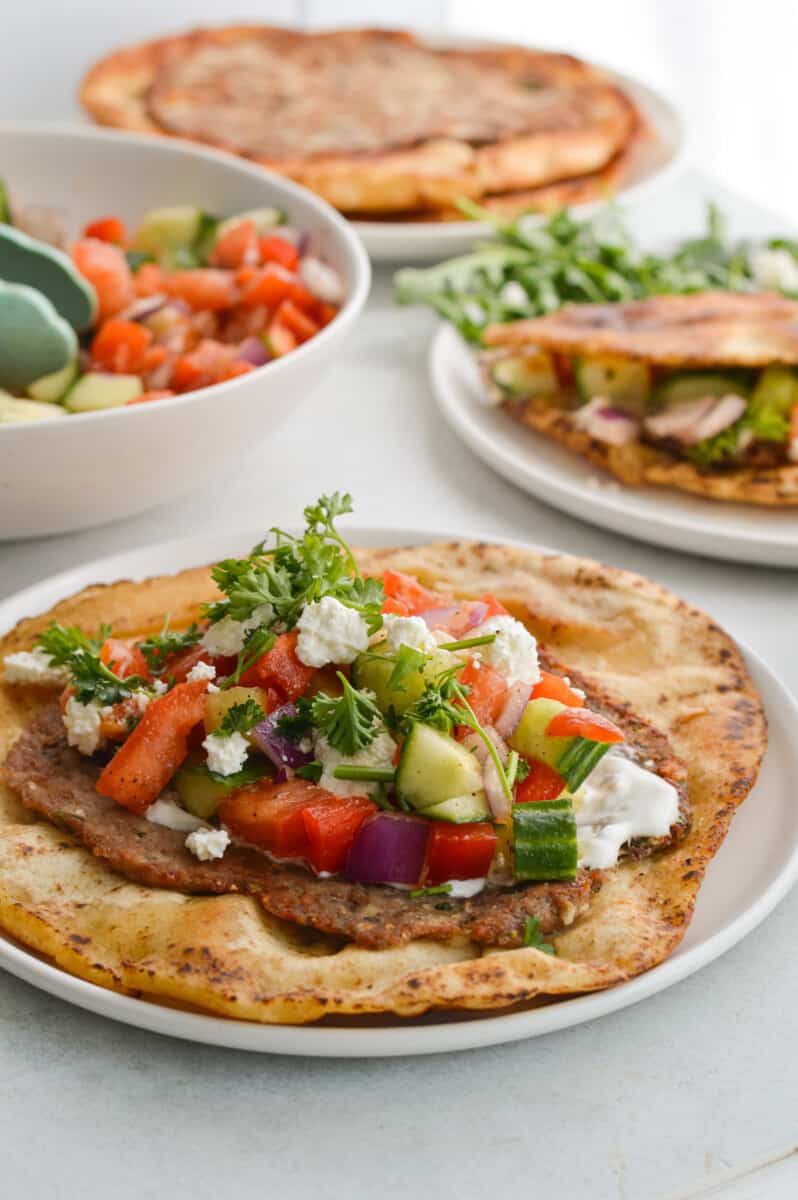 Greek Smashed Turkey Burger Pitas