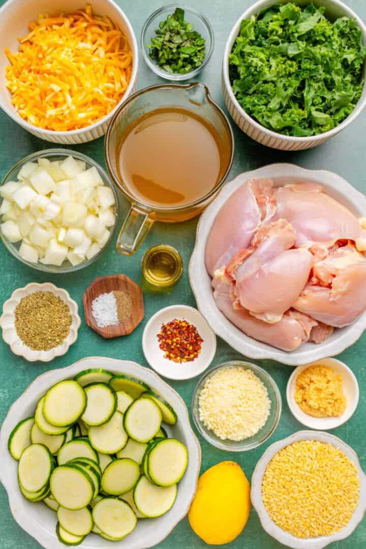 Zucchini and Lemon Baked Chicken Orzo ingredients