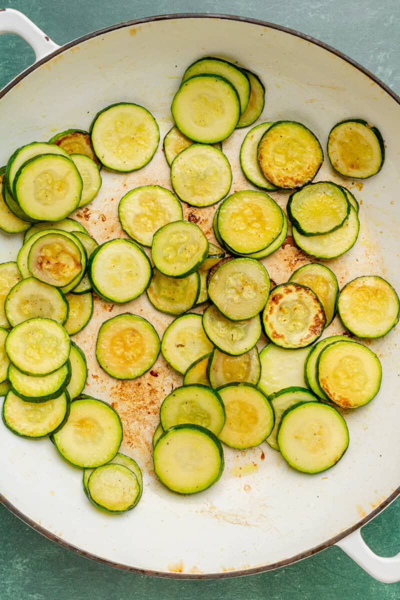 sliced zucchini in pan