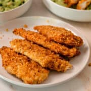 Pieces of crispy baked chicken on a plate