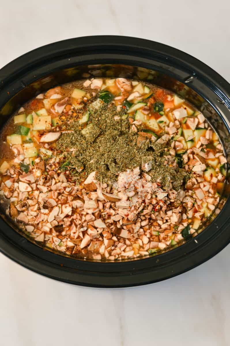 Ingredients added to the slow cooker