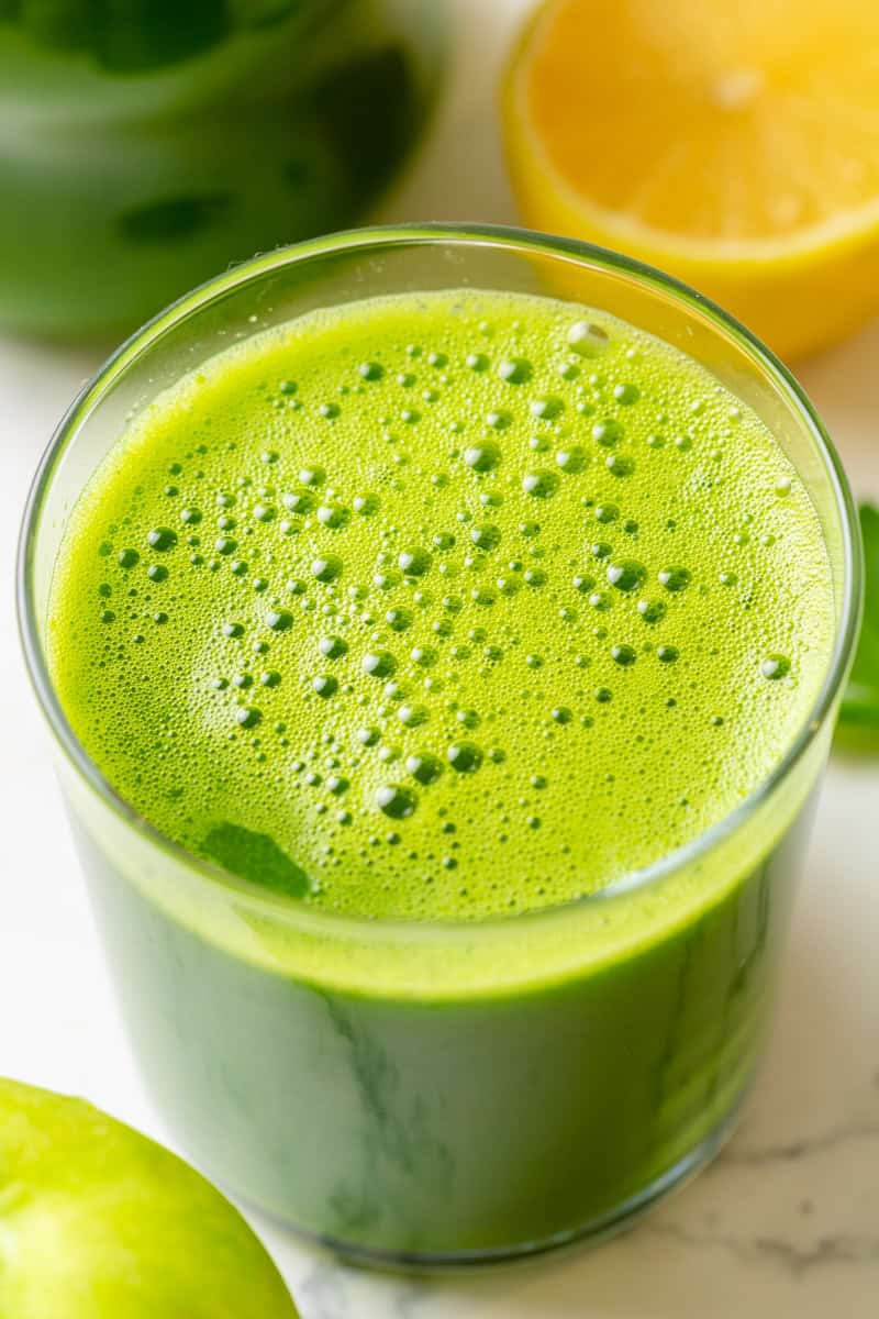 Blender green juice in a glass
