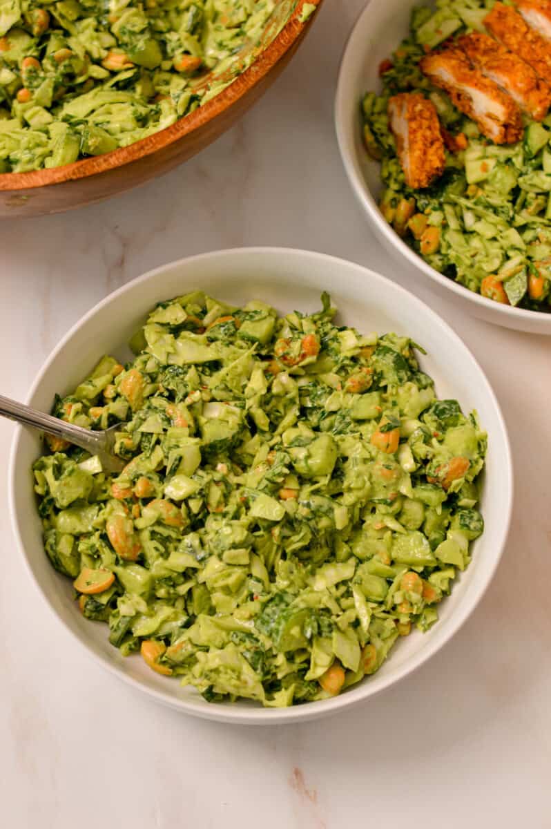 Green goddess salad in a small bowl