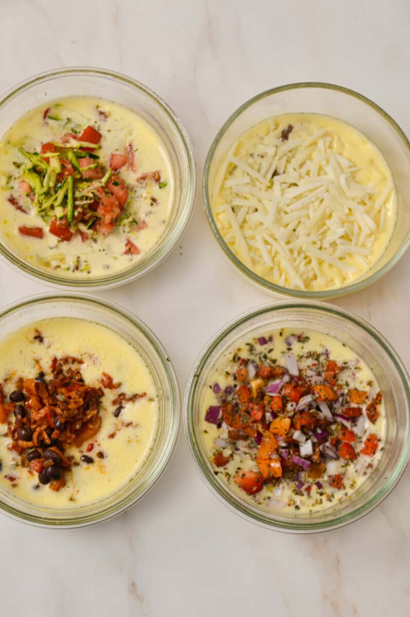 Toppings added to the individual bowls