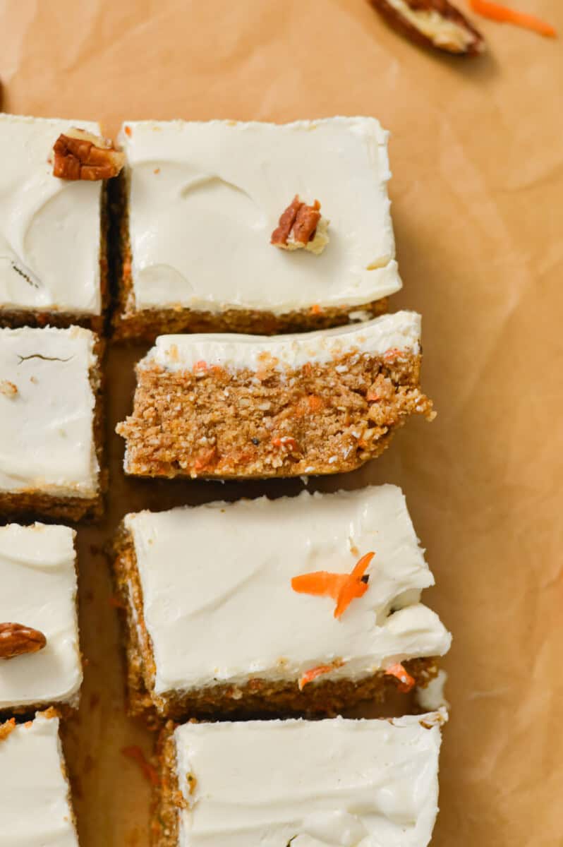 Slices of carrot cake protein bars