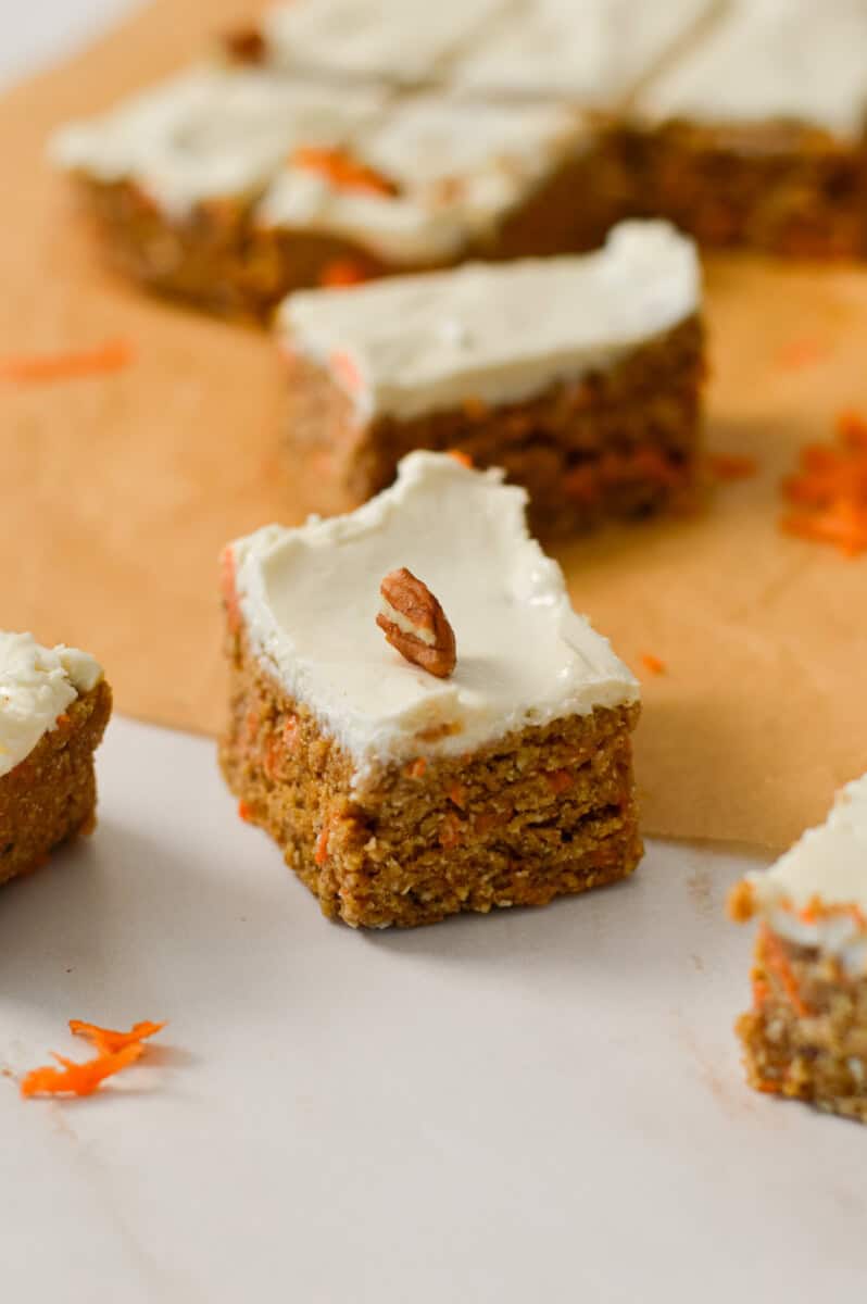 Close up of carrot cake bar
