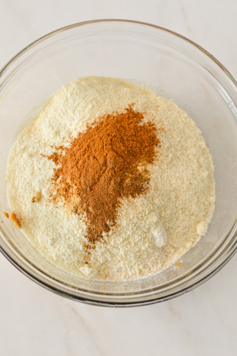 Dry ingredients added to the bowl