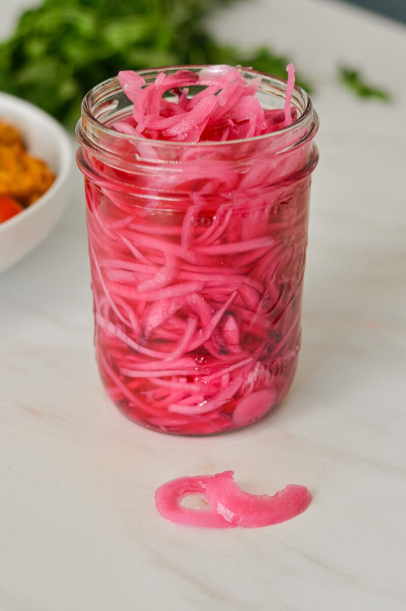 Pickled onions after finishing being pickled