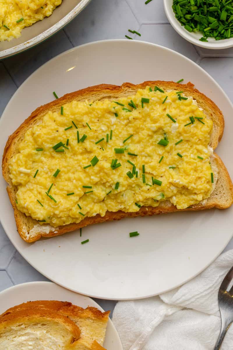 Eggs on a slice of toast.