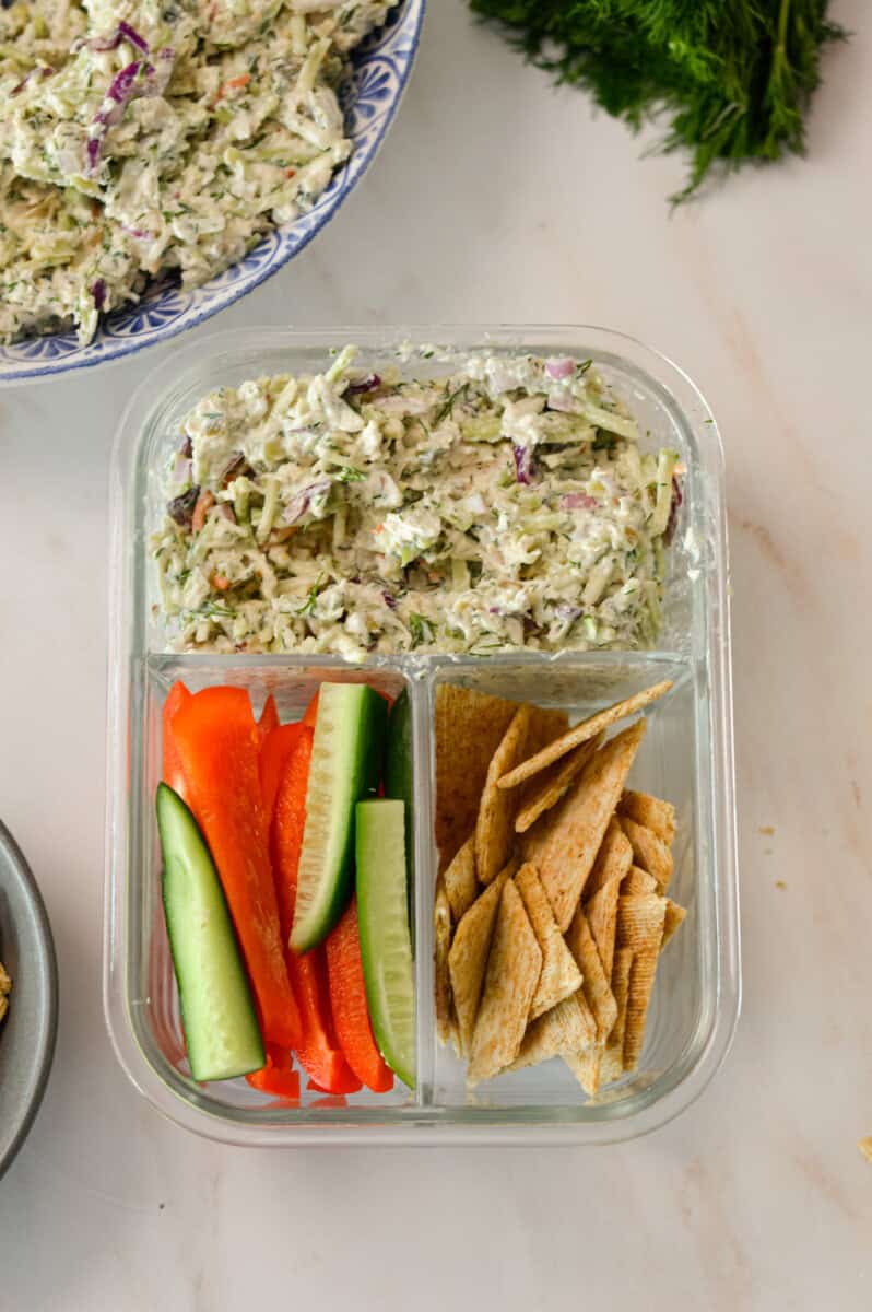 Chicken salad in a lunchable container