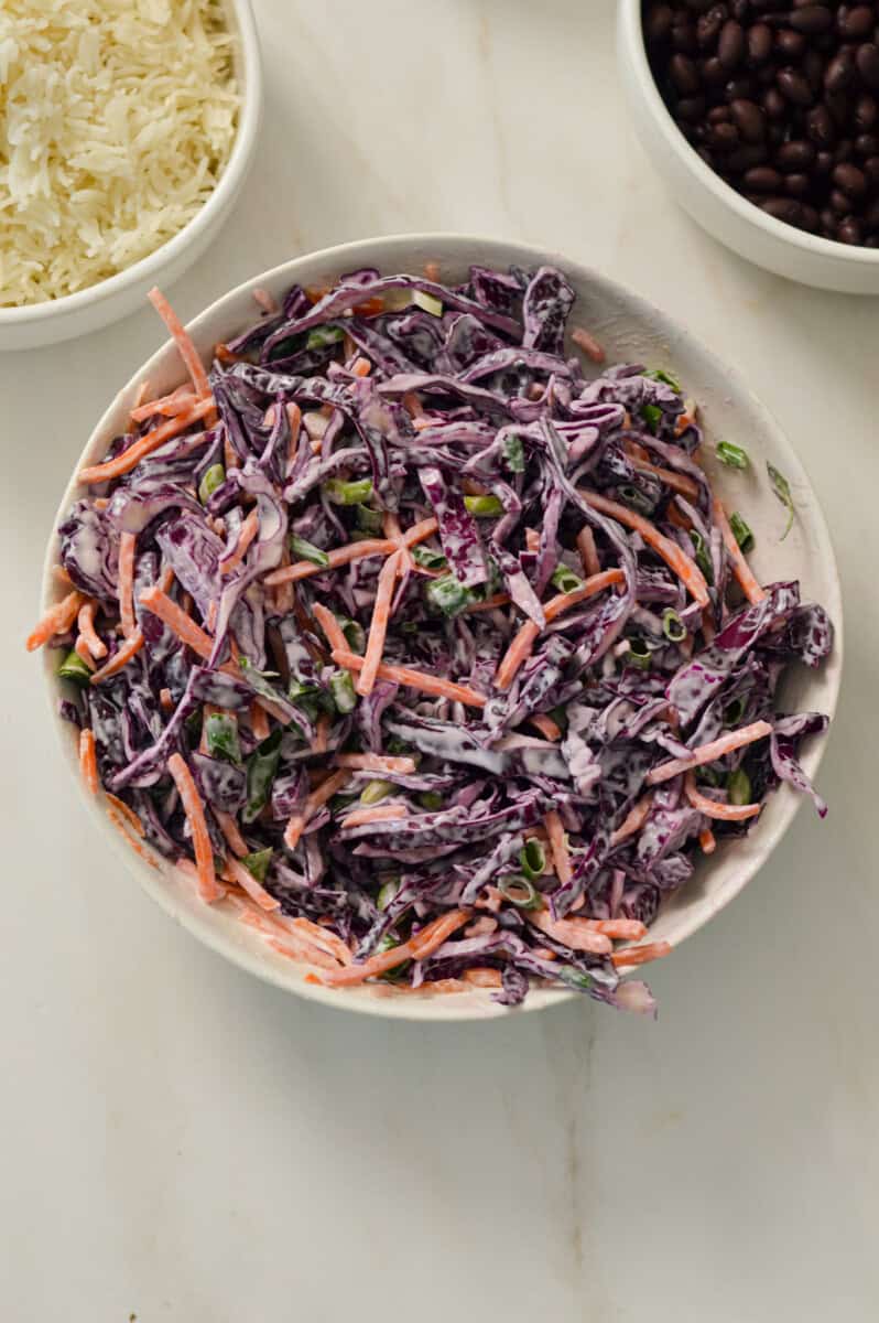 Coleslaw in a bowl.