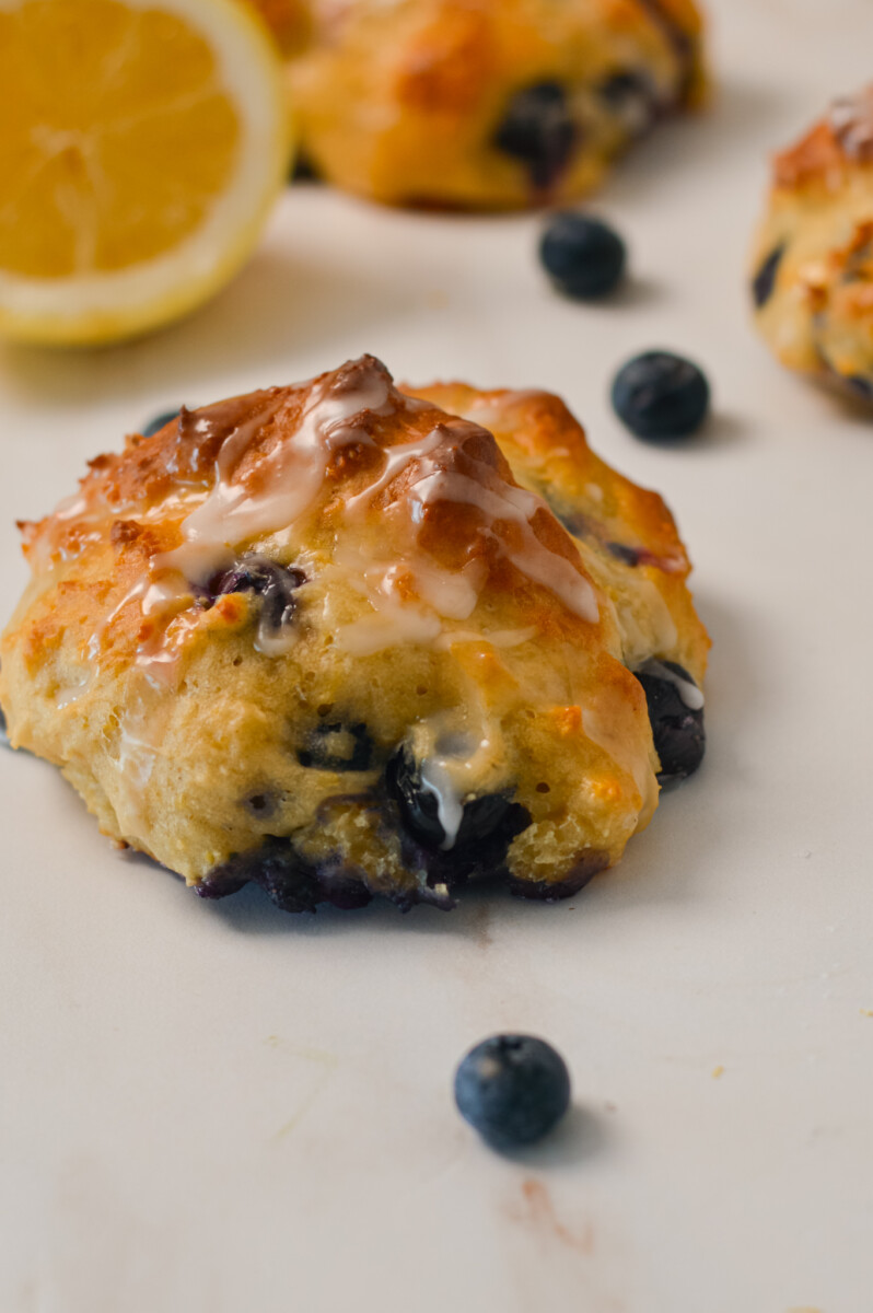 Blueberry biscuits with lemon drizzle.