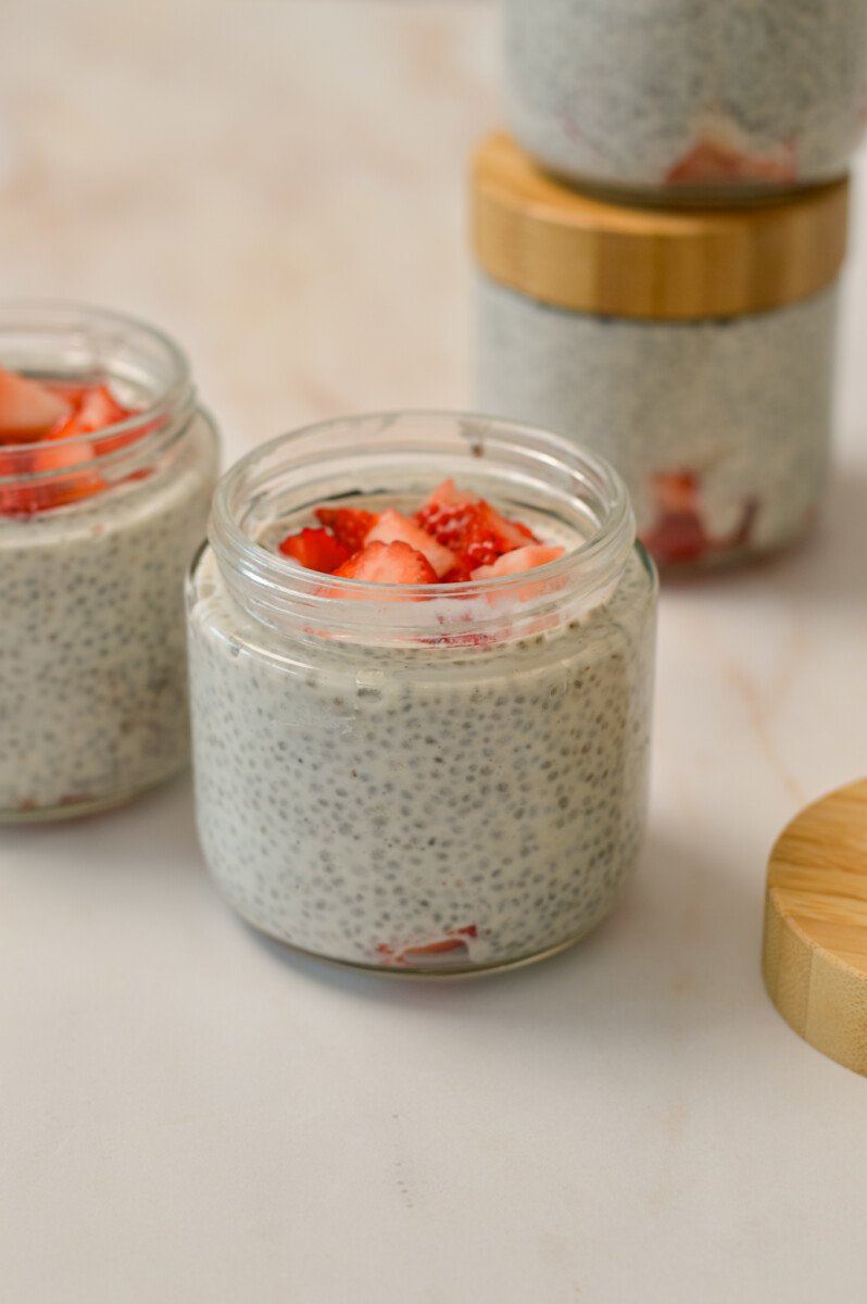 High fiber chia pudding in a jar.