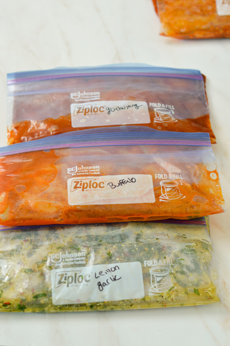 Ziploc bags will the chicken marinades.