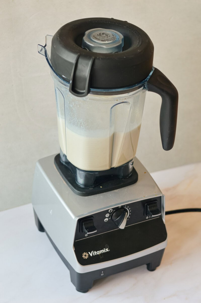 Chia pudding base being blended.