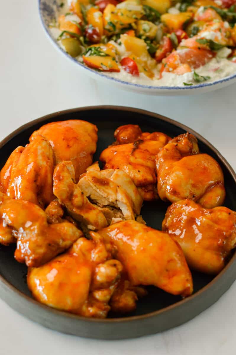 Hot honey chicken on a plate.