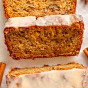 Slices of oat flour banana bread.