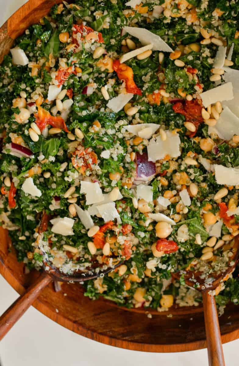 Close up of the kale quinoa salad.